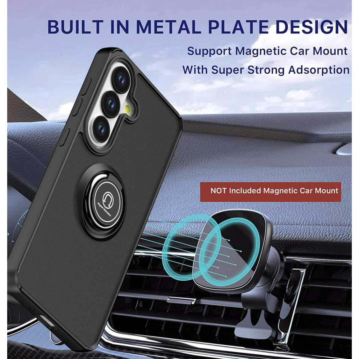 Funda Mate con Borde Negro y Anillo Giratorio...