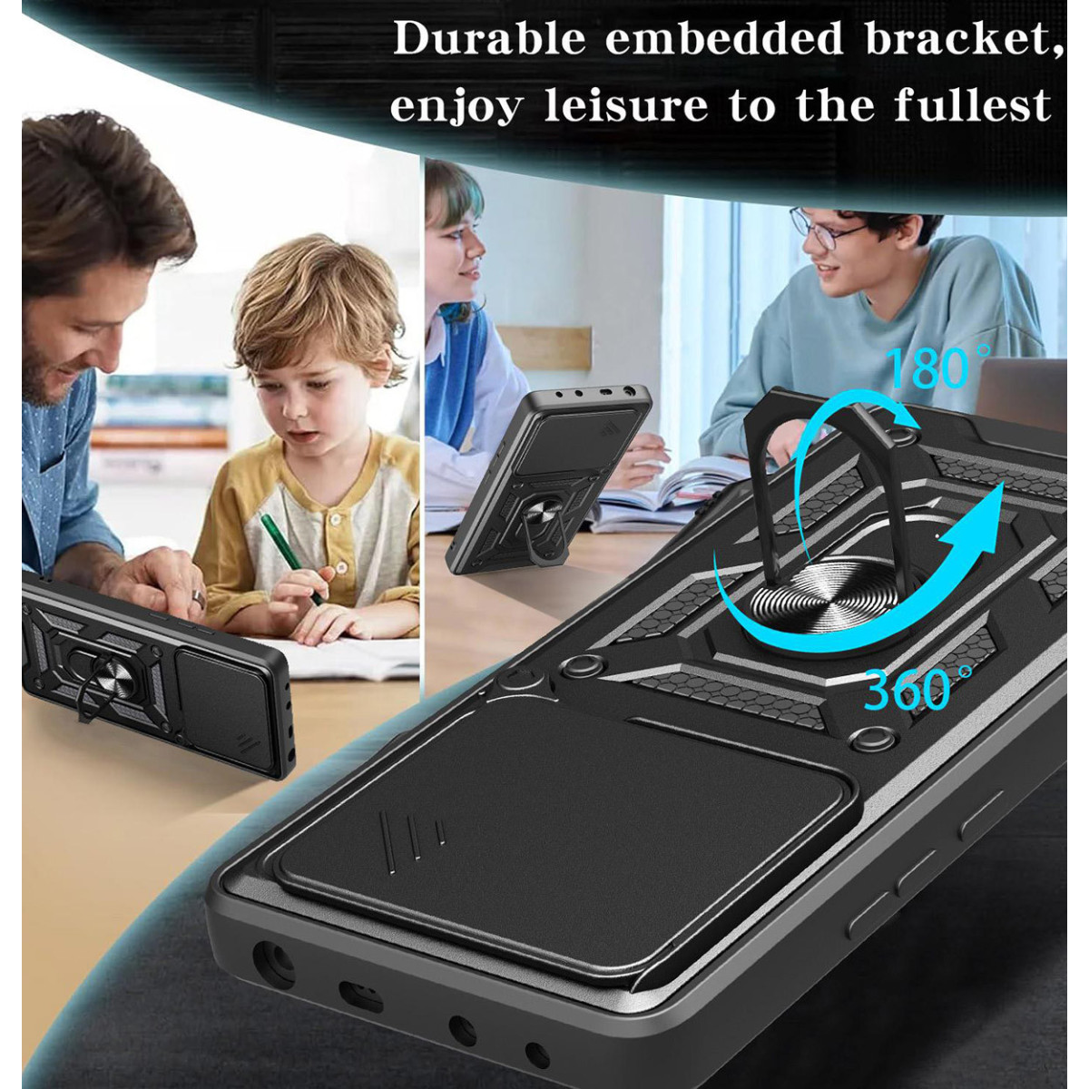 Funda Tough Armor con Anillo Giratorio Negra...