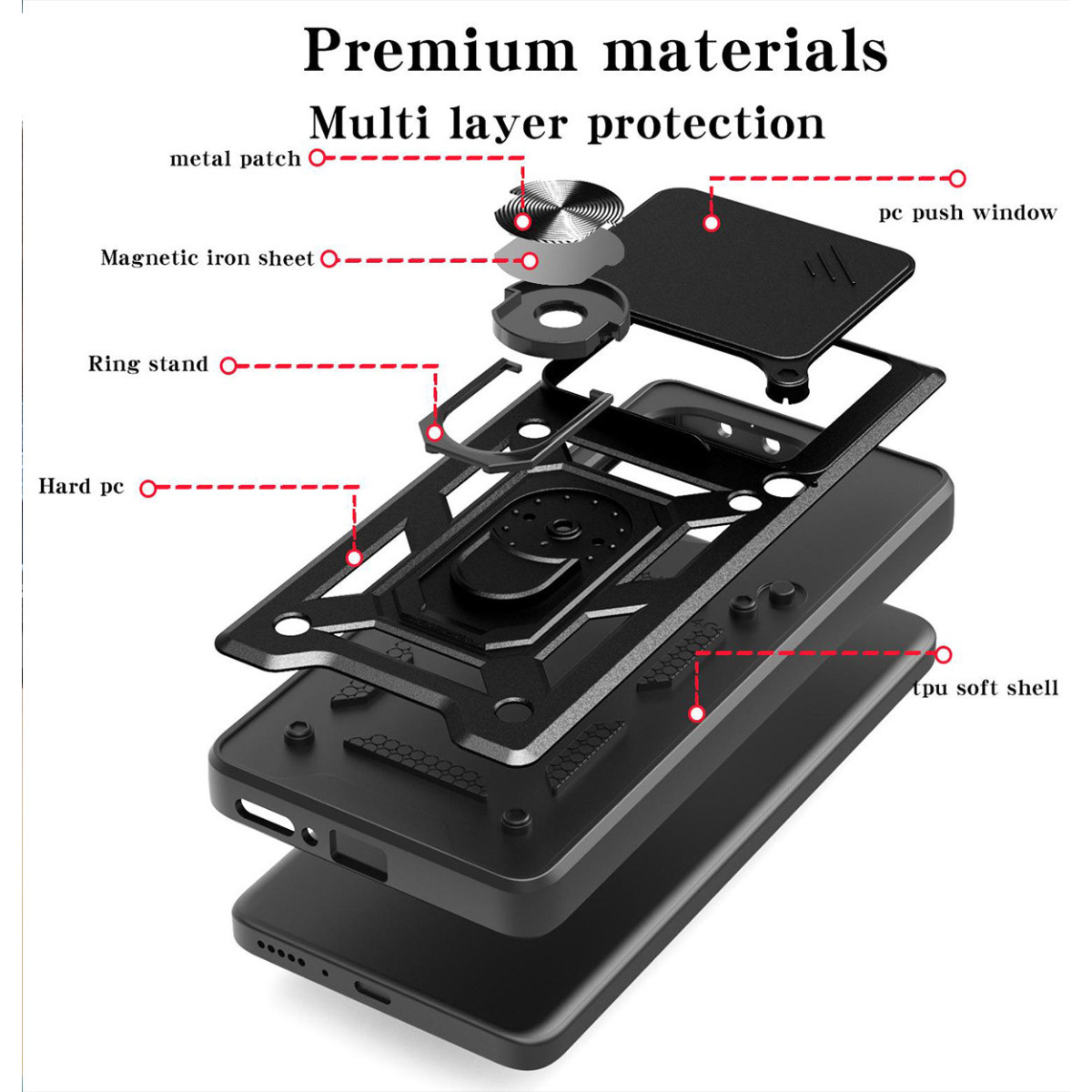 Funda Tough Armor con Anillo Giratorio Negra...