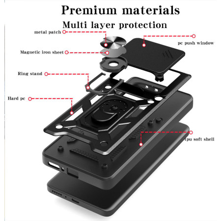 Funda Tough Armor con Anillo Giratorio Negra para Motorola Edge 60 / 60 Fusion 5G