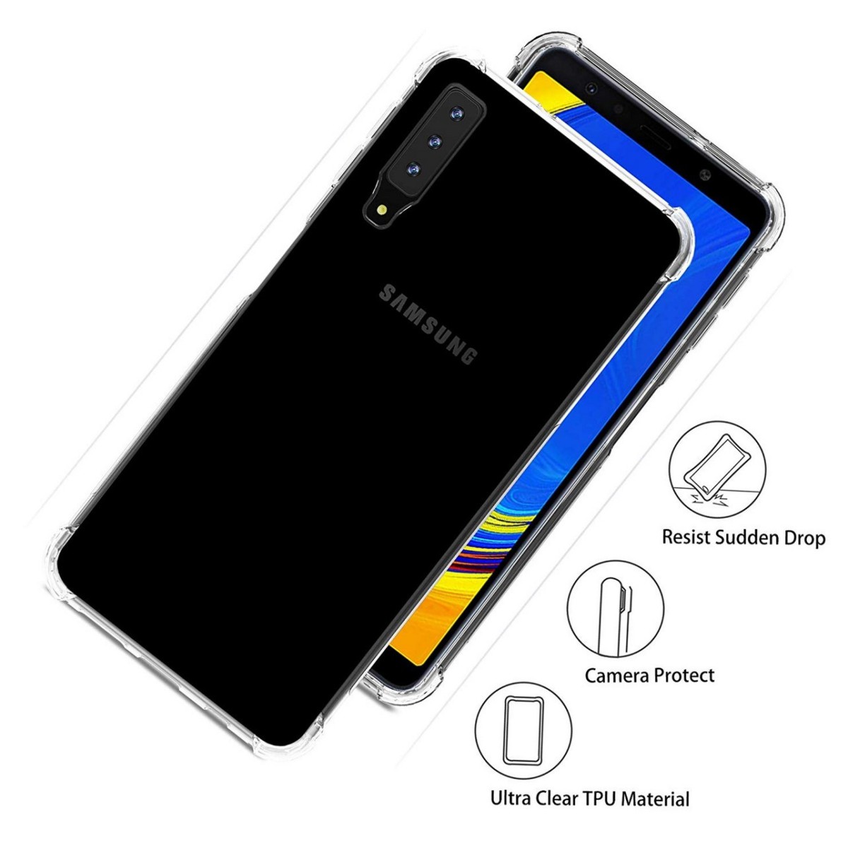 Funda Gel Tpu Anti-Shock Transparente para Samsung Galaxy A7 (2018)
