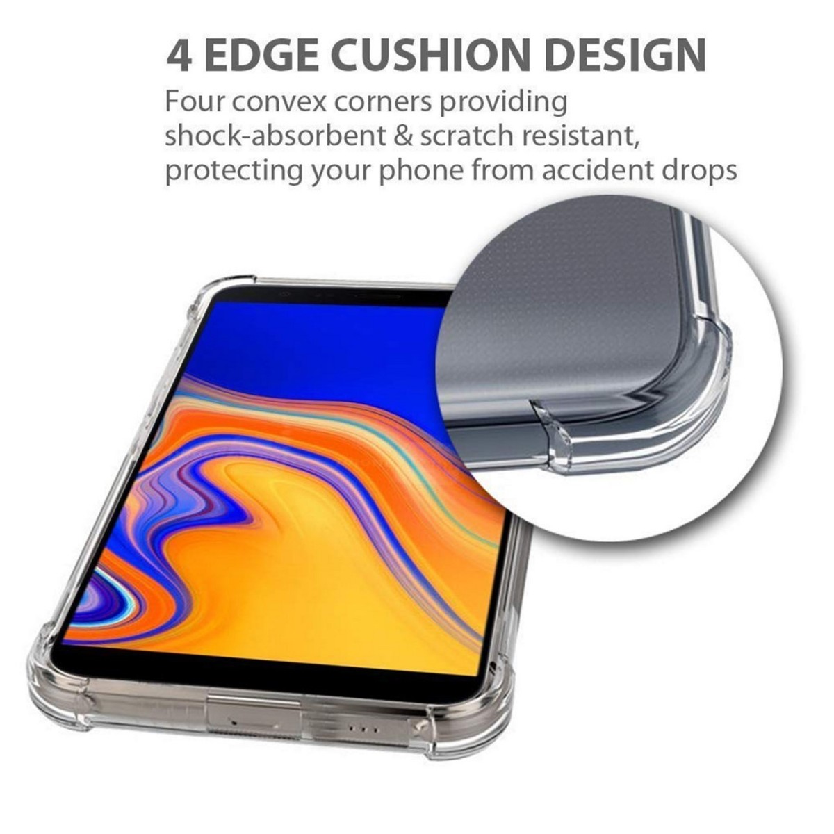 Funda Gel Tpu Anti-Shock Transparente para Samsung Galaxy J4+ Plus