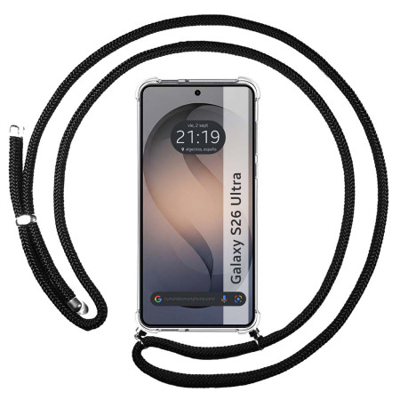 Funda Colgante Transparente para Samsung Galaxy S26 Ultra 5G con Cordon Negro