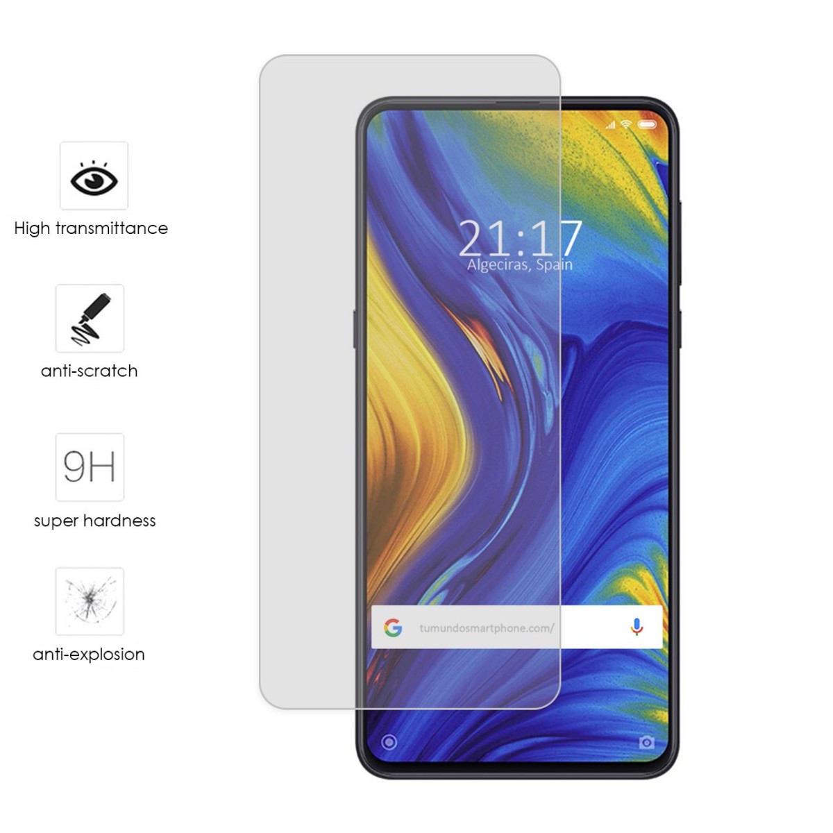 Protector Cristal Templado para Xiaomi Mi Mix 3 Vidrio