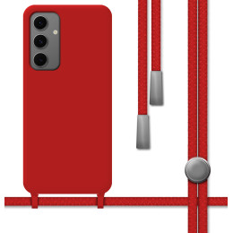 Funda Silicona Líquida con Cordón para Samsung Galaxy A37 5G color Roja