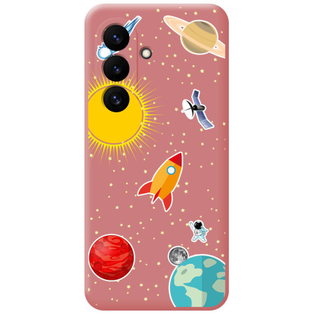 Funda Silicona Líquida Rosa para Samsung Galaxy S26+ Plus 5G diseño Espacio Dibujos