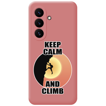 Funda Silicona Líquida Rosa para Samsung Galaxy S26+ Plus 5G diseño Hombre Escalada Dibujos