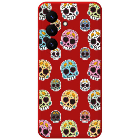 Funda Silicona Líquida Roja para Samsung Galaxy S26+ Plus 5G diseño Catrina Dibujos