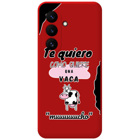 Funda Silicona Líquida Roja para Samsung Galaxy S26+ Plus 5G diseño Vaca Dibujos