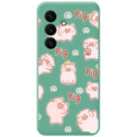 Funda Silicona Líquida Verde para Samsung Galaxy S26+ Plus 5G diseño Cerdos Dibujos