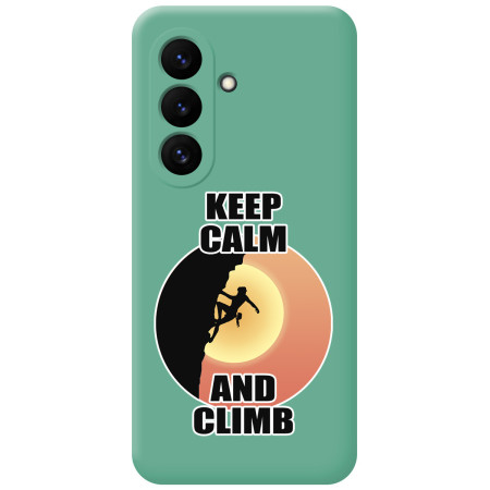 Funda Silicona Líquida Verde para Samsung Galaxy S26+ Plus 5G diseño Mujer Escalada Dibujos