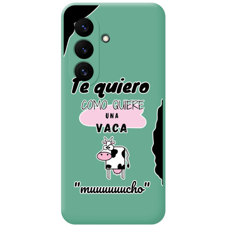 Funda Silicona Líquida Verde para Samsung Galaxy S26+ Plus 5G diseño Vaca Dibujos