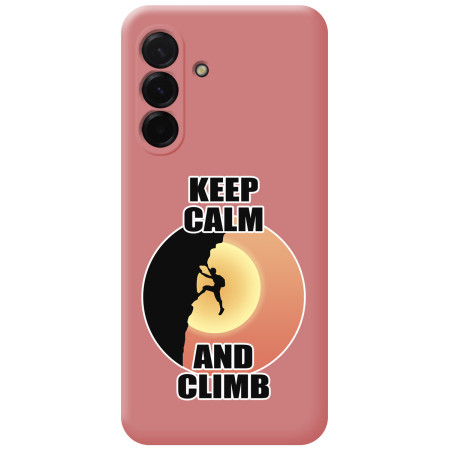 Funda Silicona Líquida Rosa para Samsung Galaxy A37 5G diseño Hombre Escalada Dibujos