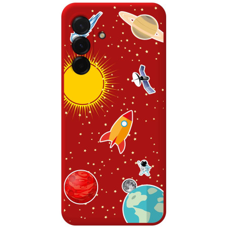 Funda Silicona Líquida Roja para Samsung Galaxy A37 5G diseño Espacio Dibujos