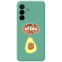 Funda Silicona Líquida Verde para Samsung Galaxy A37 5G diseño Vegan Life Dibujos