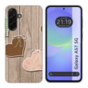 Funda Silicona para Samsung Galaxy A57 5G diseño Corazones Madera Dibujos