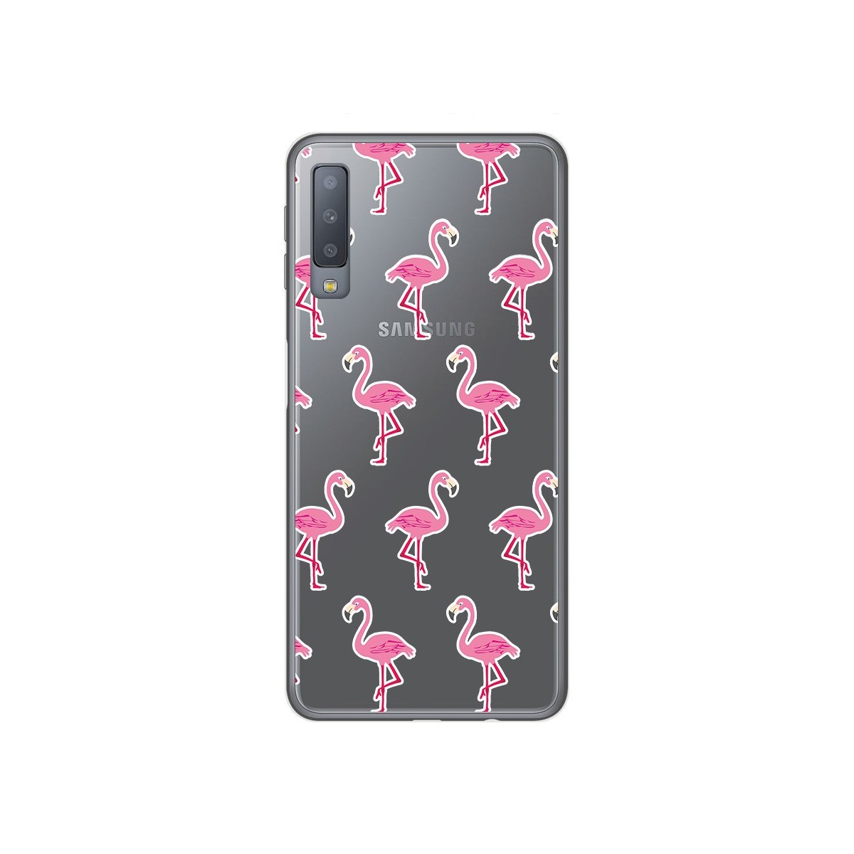 Funda Gel Transparente para Samsung Galaxy A7 (2018) diseño Flamenco Dibujos