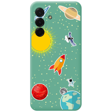 Funda Silicona Líquida Verde para Samsung Galaxy A57 5G diseño Espacio Dibujos