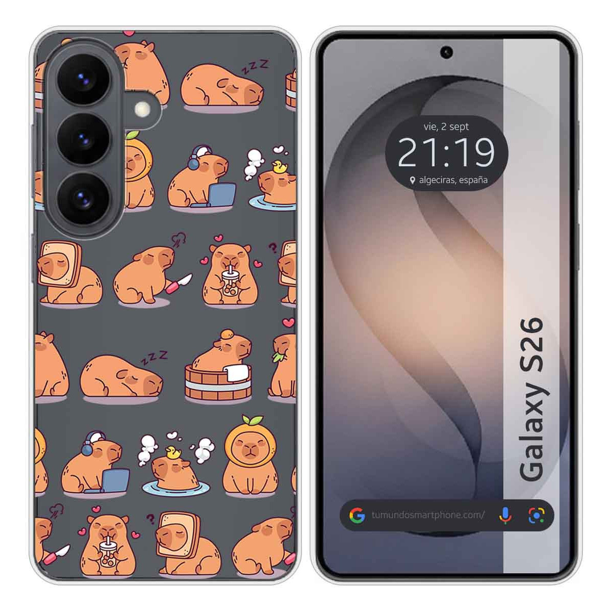 Funda Silicona Transparente para Samsung Galaxy S26+ Plus 5G diseño Capibara 01 Dibujos