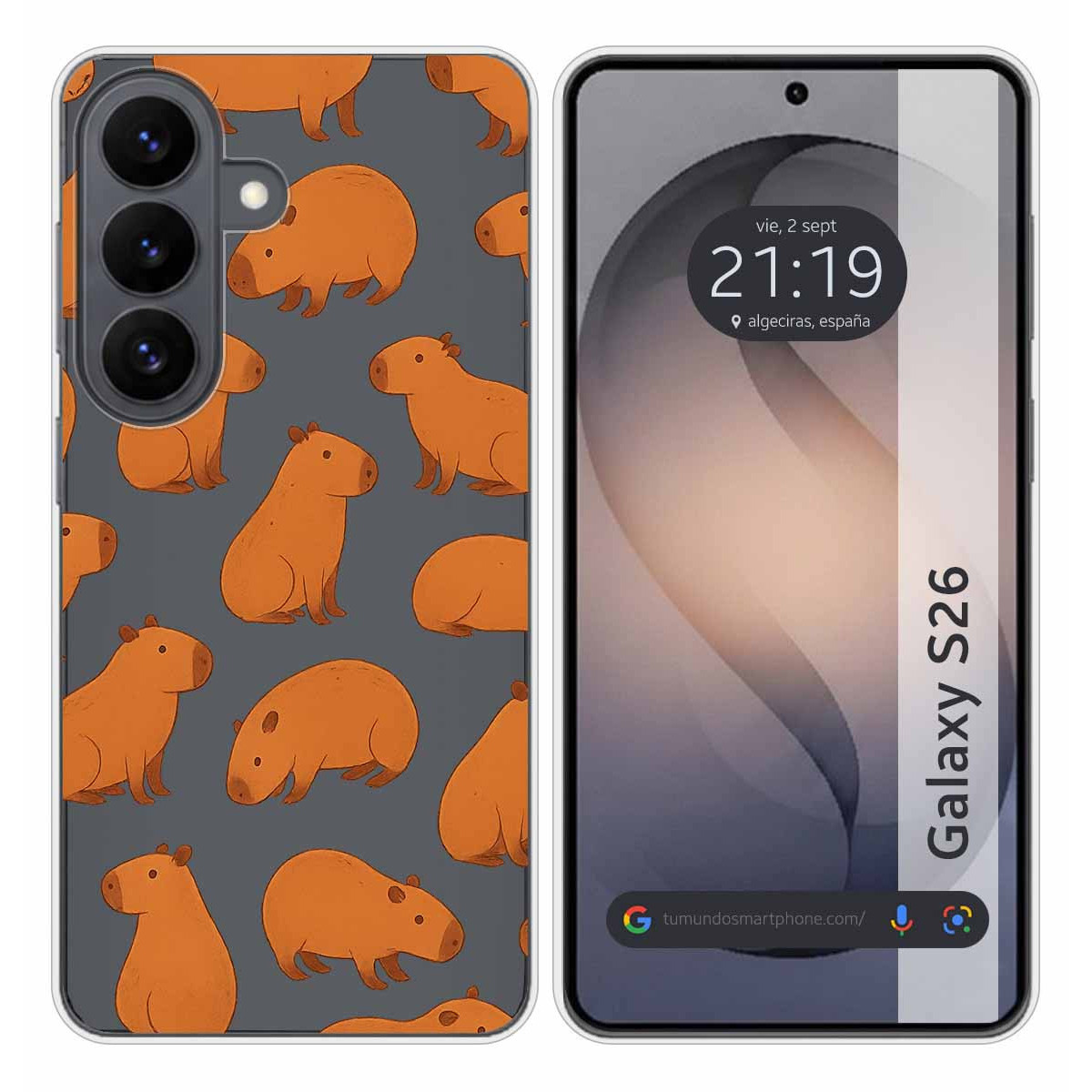 Funda Silicona Transparente para Samsung Galaxy S26+ Plus 5G diseño Capibara 02 Dibujos