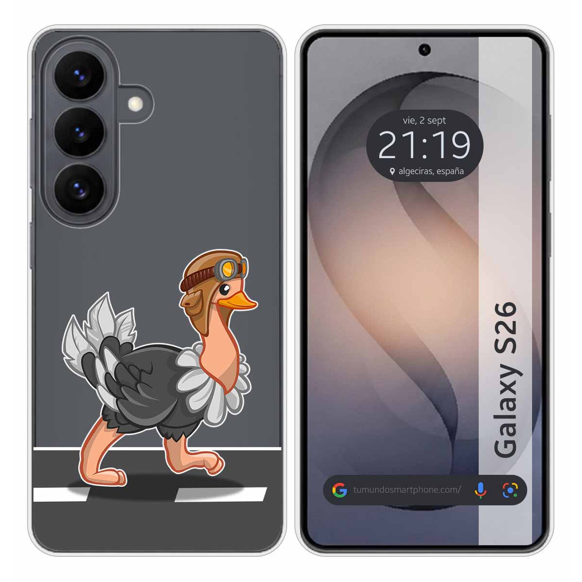 Funda Silicona Transparente para Samsung Galaxy S26+ Plus 5G diseño Avestruz Dibujos