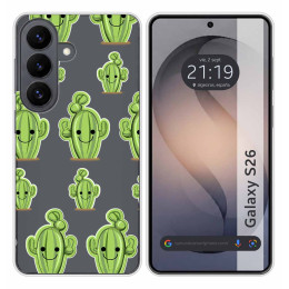 Funda Silicona Transparente para Samsung Galaxy S26+ Plus 5G diseño Cactus Dibujos
