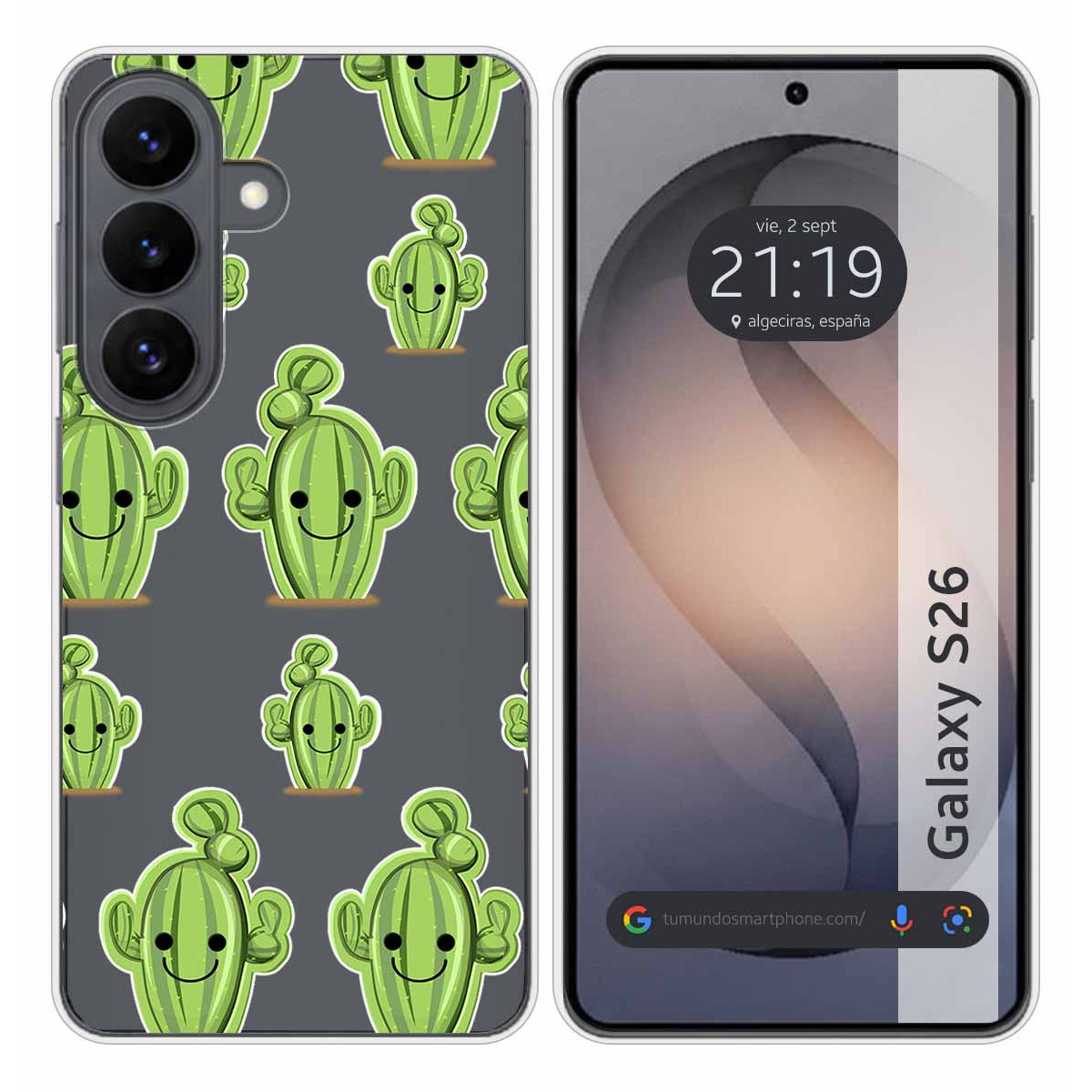 Funda Silicona Transparente para Samsung Galaxy S26+ Plus 5G diseño Cactus Dibujos