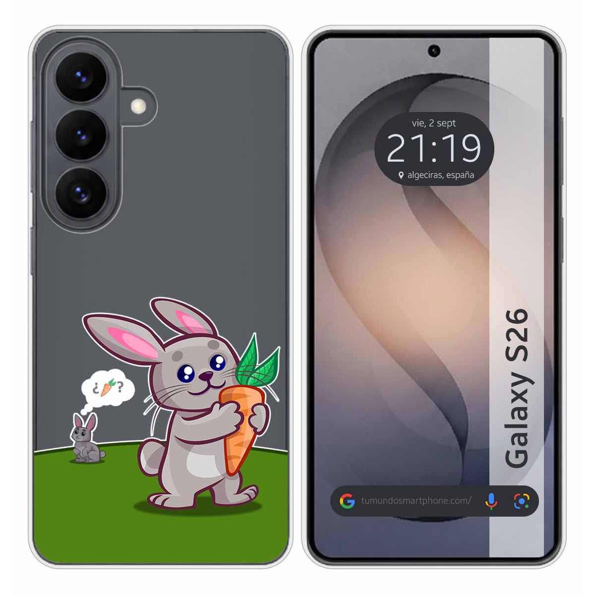Funda Silicona Transparente para Samsung Galaxy S26+ Plus 5G diseño Conejo Dibujos