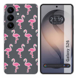 Funda Silicona Transparente para Samsung Galaxy S26+ Plus 5G diseño Flamenco Dibujos
