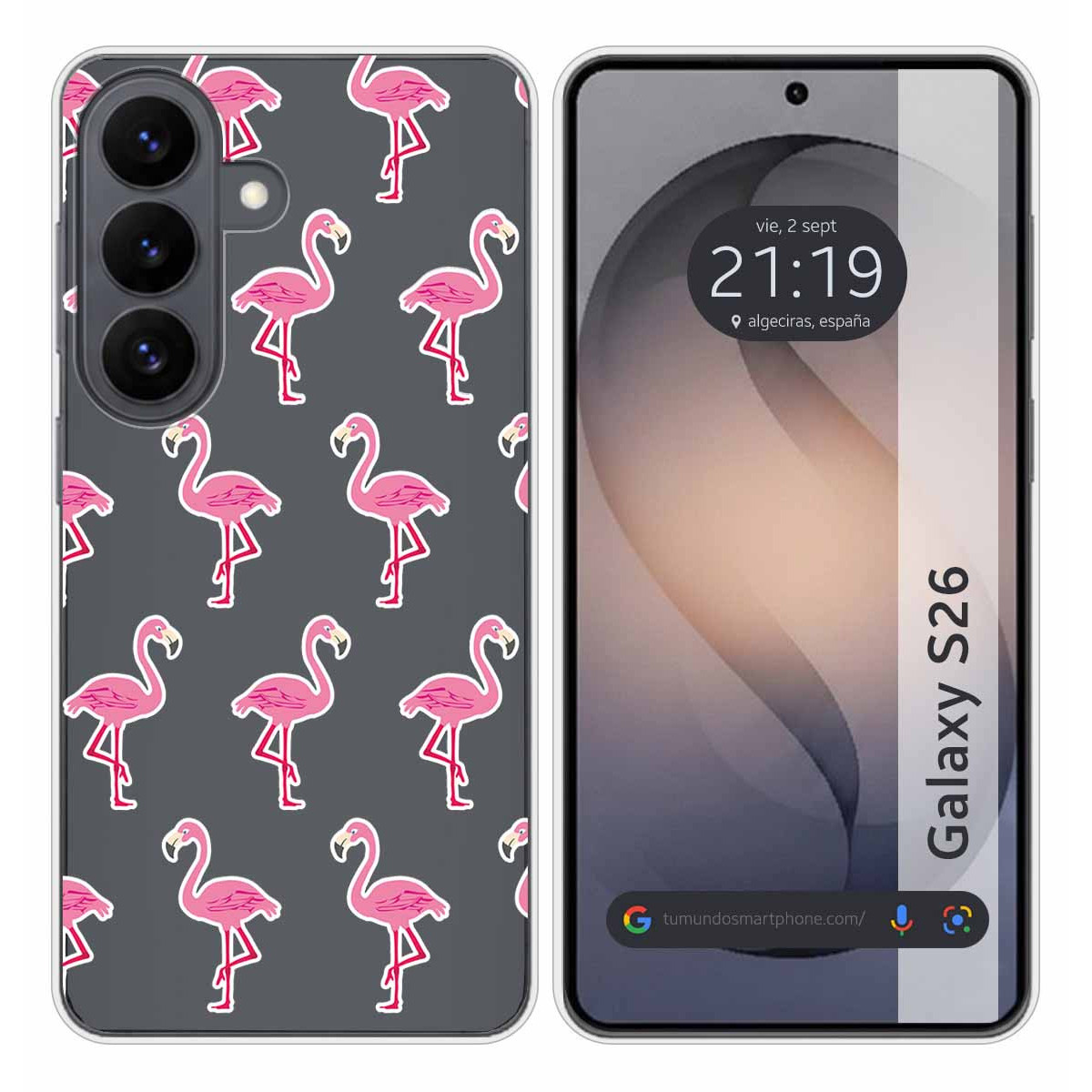 Funda Silicona Transparente para Samsung Galaxy S26+ Plus 5G diseño Flamenco Dibujos