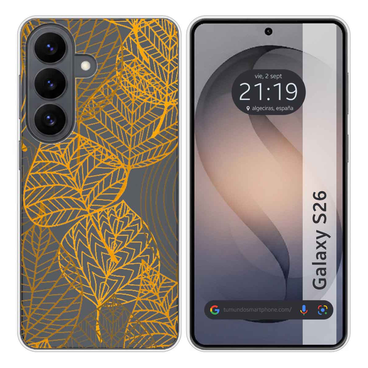 Funda Silicona Transparente para Samsung Galaxy S26+ Plus 5G diseño Hojas Dibujos