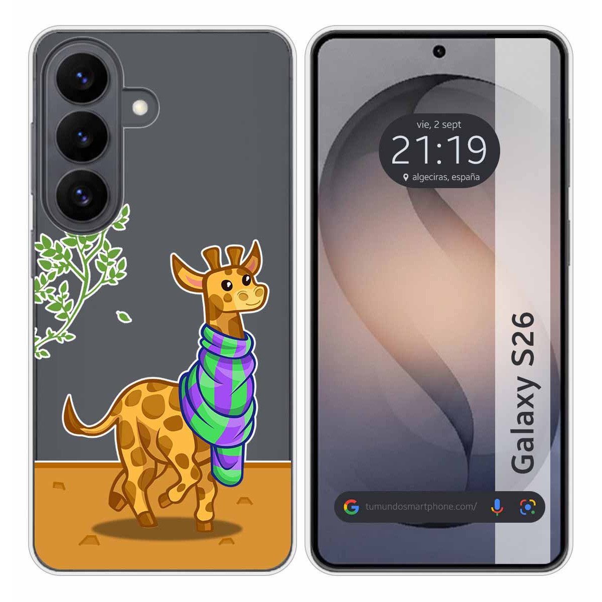 Funda Silicona Transparente para Samsung Galaxy S26+ Plus 5G diseño Jirafa Dibujos