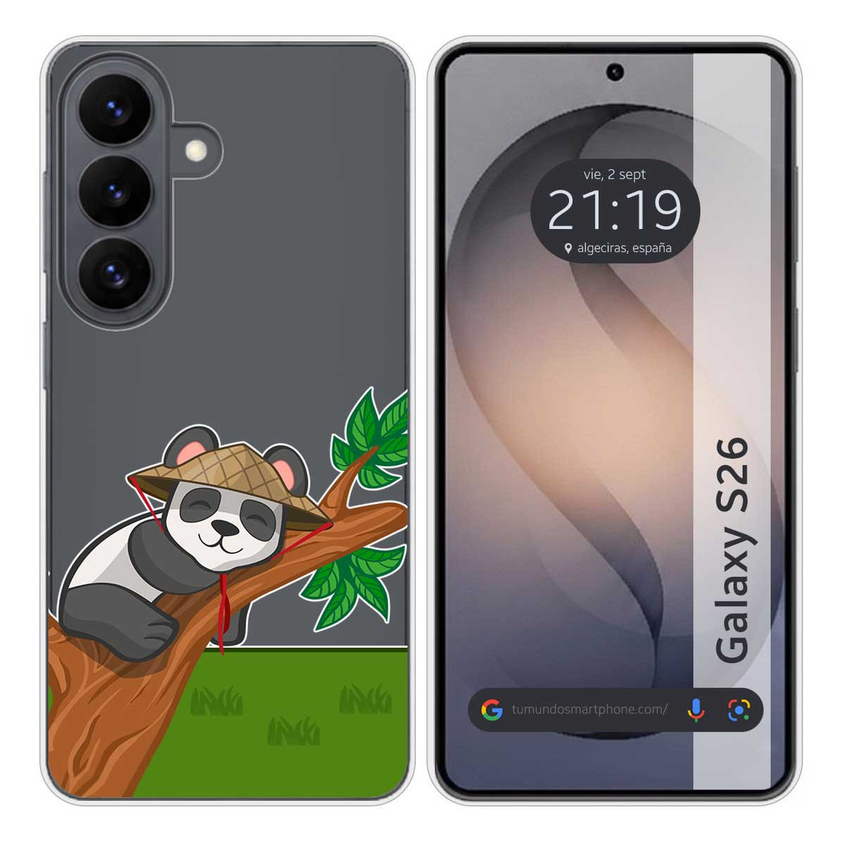 Funda Silicona Transparente para Samsung Galaxy S26+ Plus 5G diseño Panda Dibujos