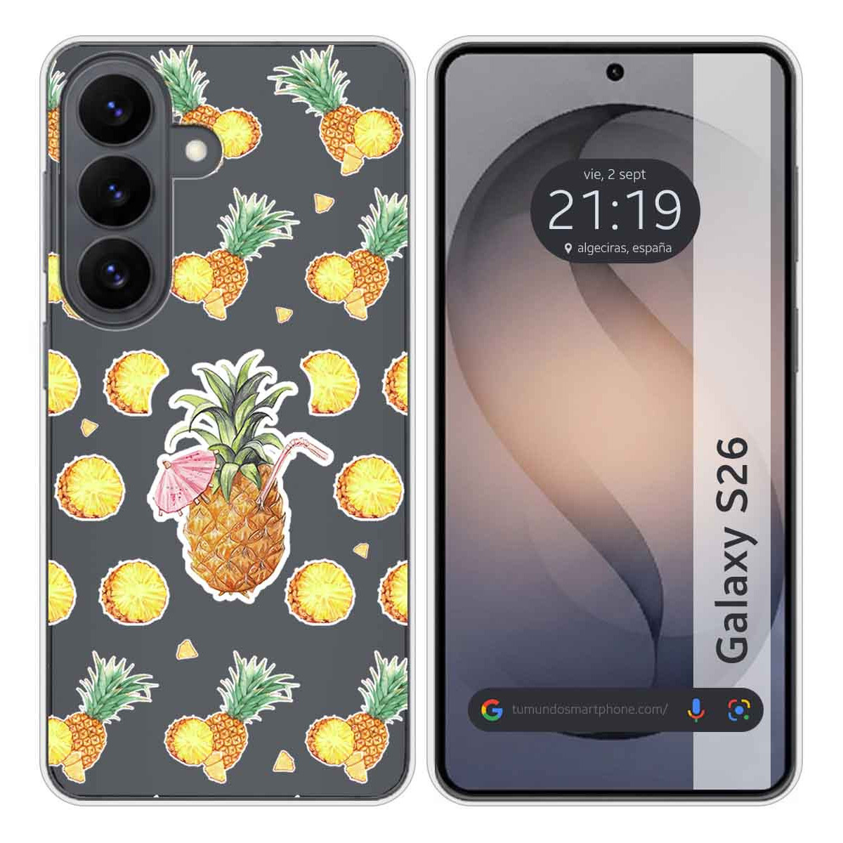 Funda Silicona Transparente para Samsung Galaxy S26+ Plus 5G diseño Piña Dibujos