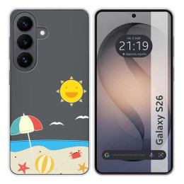 Funda Silicona Transparente para Samsung Galaxy S26+ Plus 5G diseño Playa Dibujos