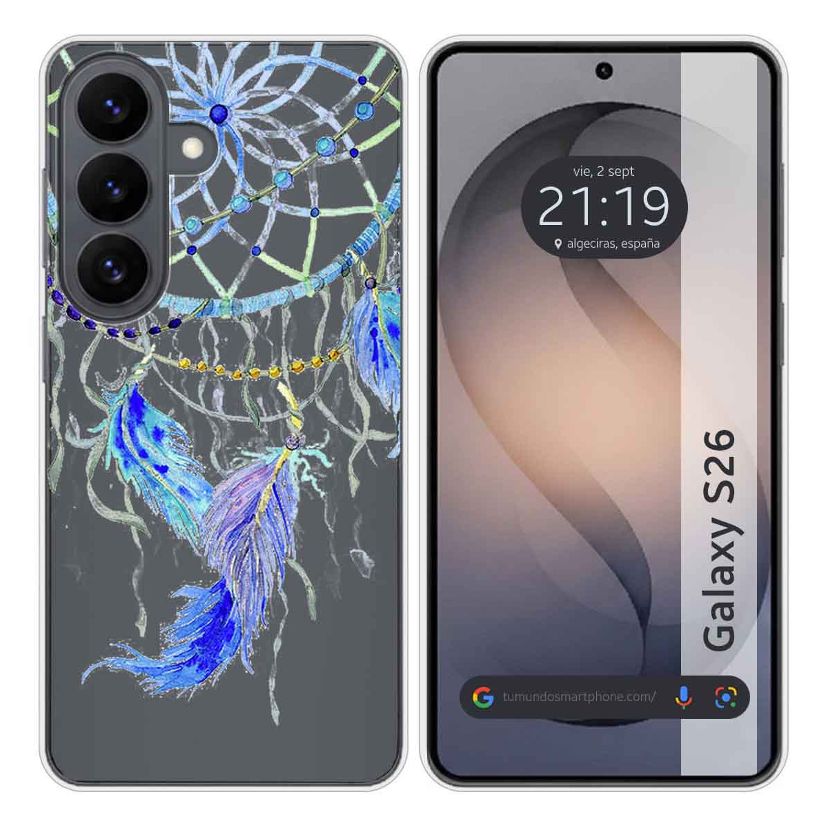 Funda Silicona Transparente para Samsung Galaxy S26+ Plus 5G diseño Plumas Dibujos