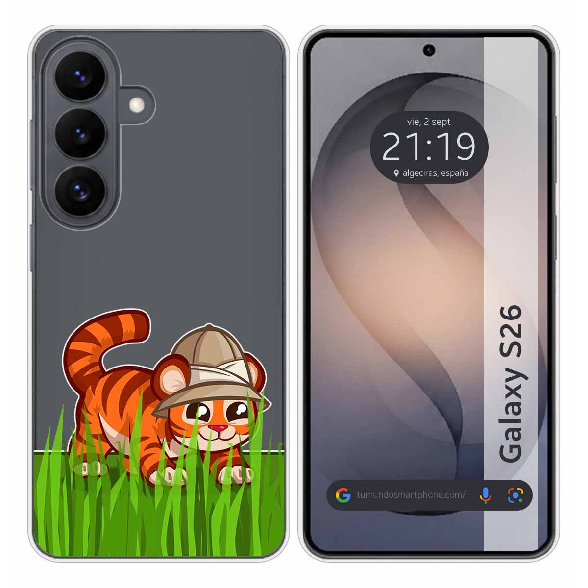 Funda Silicona Transparente para Samsung Galaxy S26+ Plus 5G diseño Tigre Dibujos
