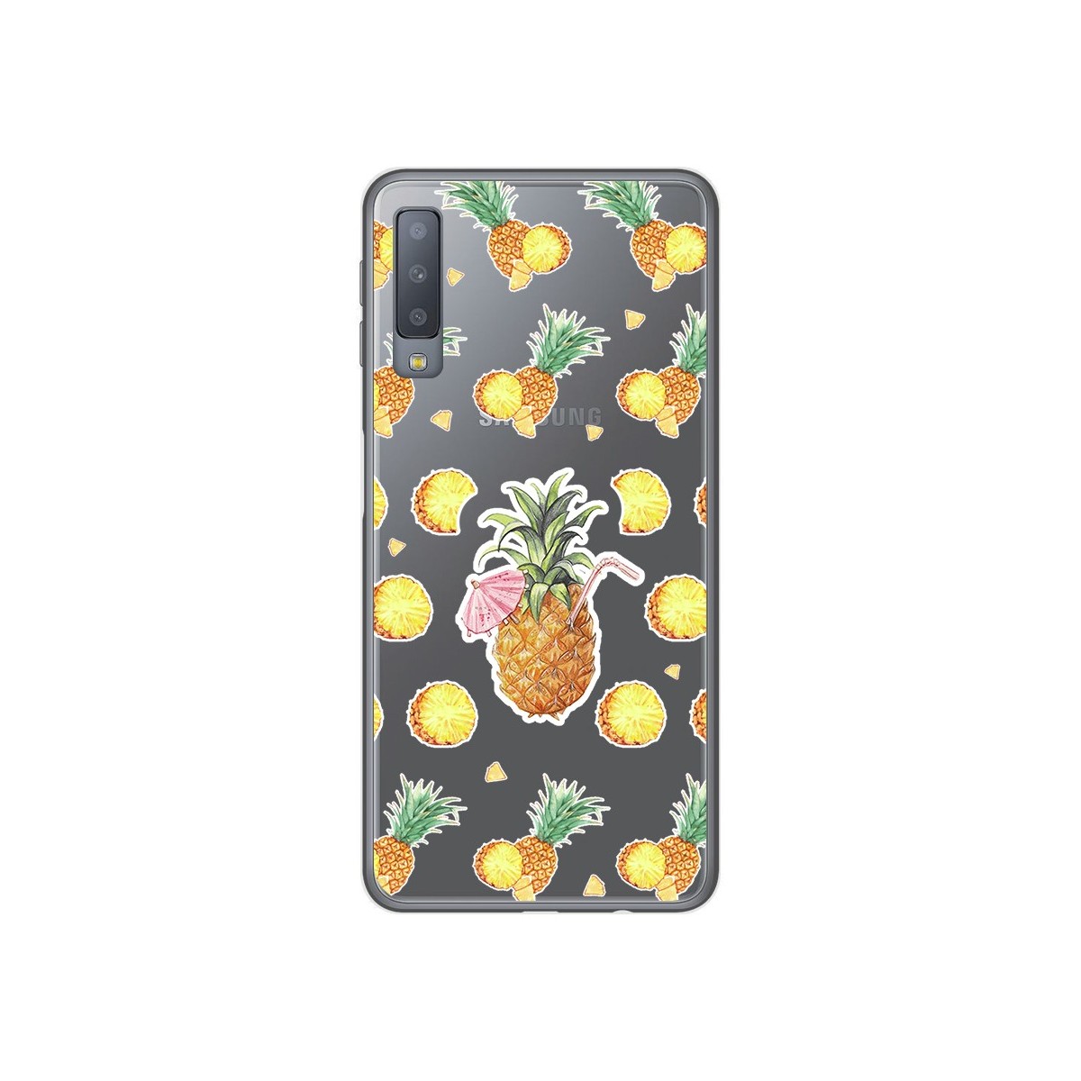 Funda Gel Transparente para Samsung Galaxy A7 (2018) diseño Piña Dibujos