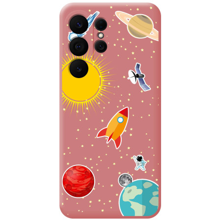 Funda Silicona Líquida Rosa para Samsung Galaxy S26 Ultra 5G diseño Espacio Dibujos
