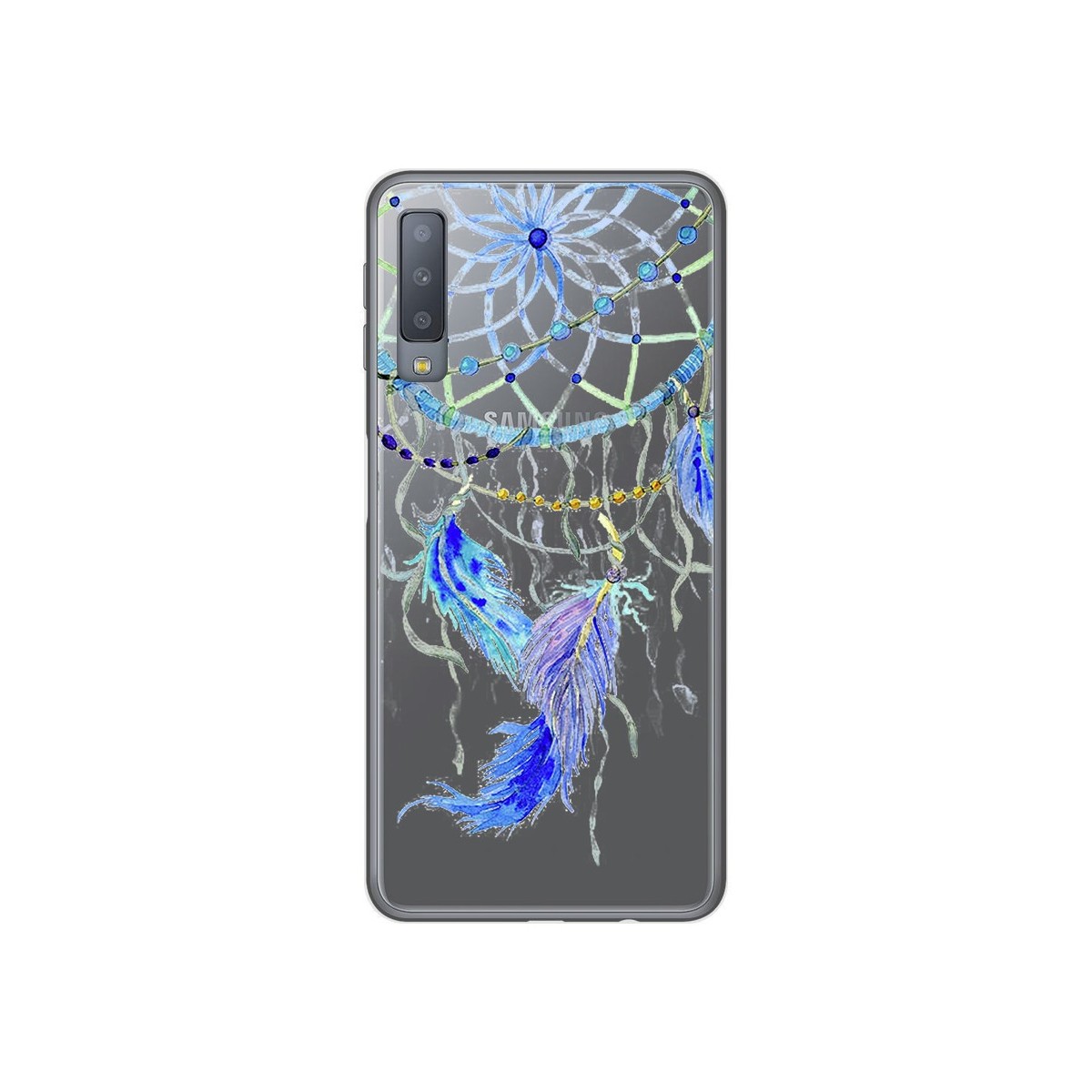 Funda Gel Transparente para Samsung Galaxy A7 (2018) diseño Plumas Dibujos