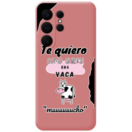 Funda Silicona Líquida Rosa para Samsung Galaxy S26 Ultra 5G diseño Vaca Dibujos