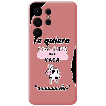 Funda Silicona Líquida Rosa para Samsung Galaxy S26 Ultra 5G diseño Vaca Dibujos