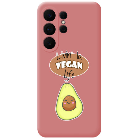 Funda Silicona Líquida Rosa para Samsung Galaxy S26 Ultra 5G diseño Vegan Life Dibujos