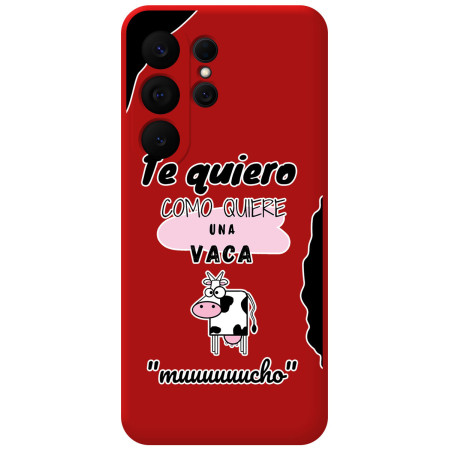 Funda Silicona Líquida Roja para Samsung Galaxy S26 Ultra 5G diseño Vaca Dibujos