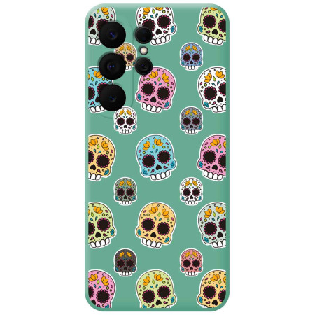 Funda Silicona Líquida Verde para Samsung Galaxy S26 Ultra 5G diseño Catrina Dibujos