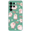 Funda Silicona Líquida Verde para Samsung Galaxy S26 Ultra 5G diseño Cerdos Dibujos