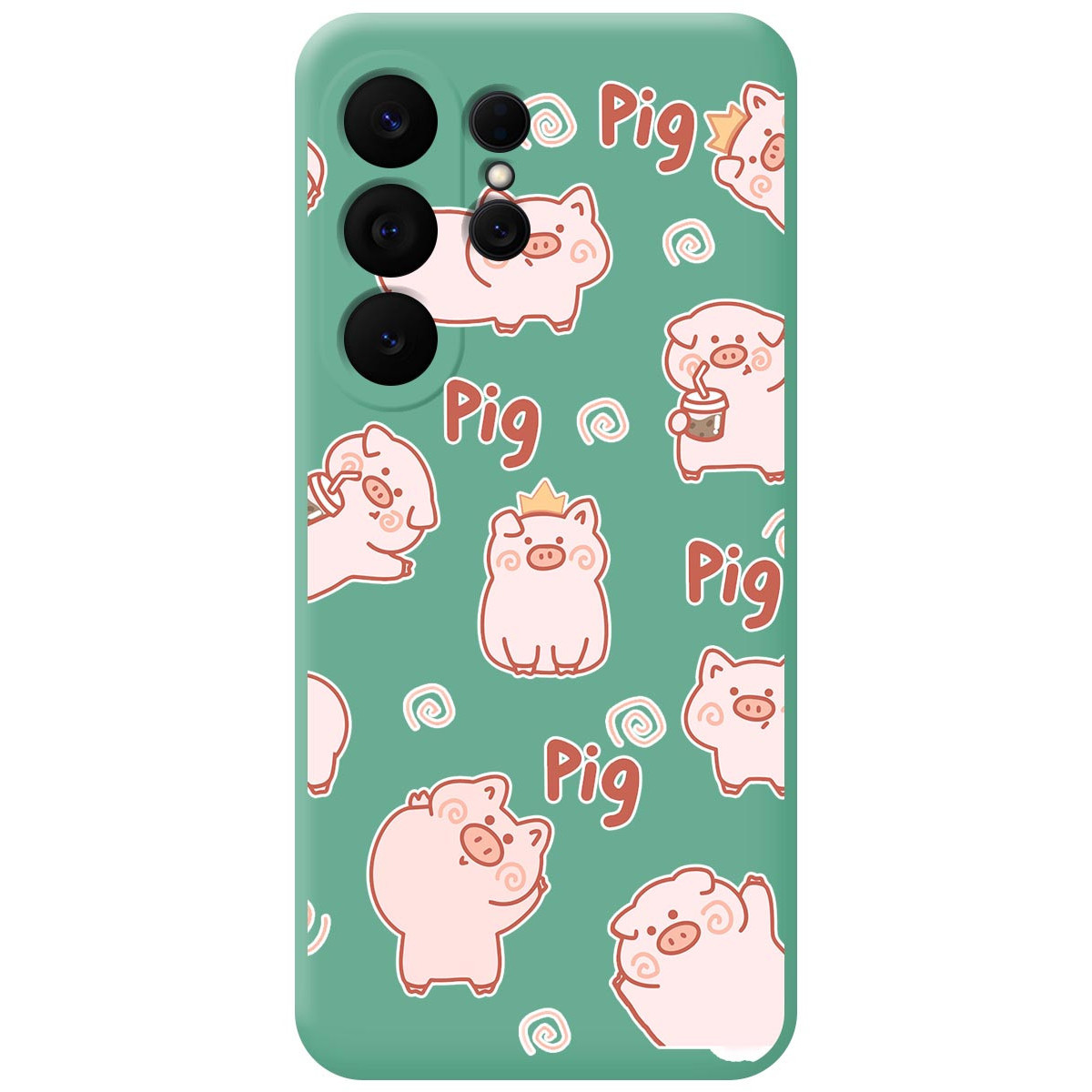 Funda Silicona Líquida Verde para Samsung Galaxy S26 Ultra 5G diseño Cerdos Dibujos