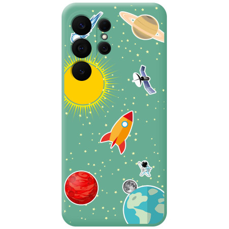 Funda Silicona Líquida Verde para Samsung Galaxy S26 Ultra 5G diseño Espacio Dibujos
