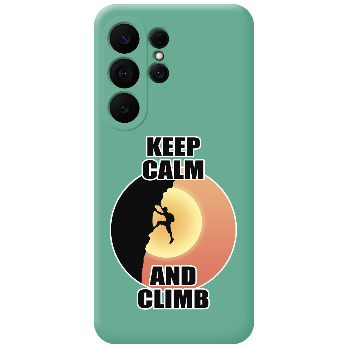 Funda Silicona Líquida Verde para Samsung Galaxy S26 Ultra 5G diseño Hombre Escalada Dibujos