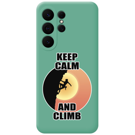 Funda Silicona Líquida Verde para Samsung Galaxy S26 Ultra 5G diseño Mujer Escalada Dibujos